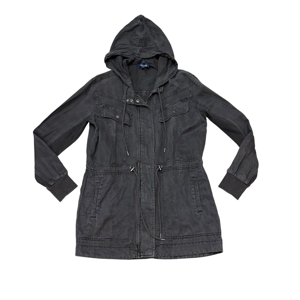 Splendid Gray Lightweight Linen Anorak Jacket Size Small Grunge Utility
